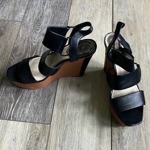 Vince Camuto, leather strappy black platform